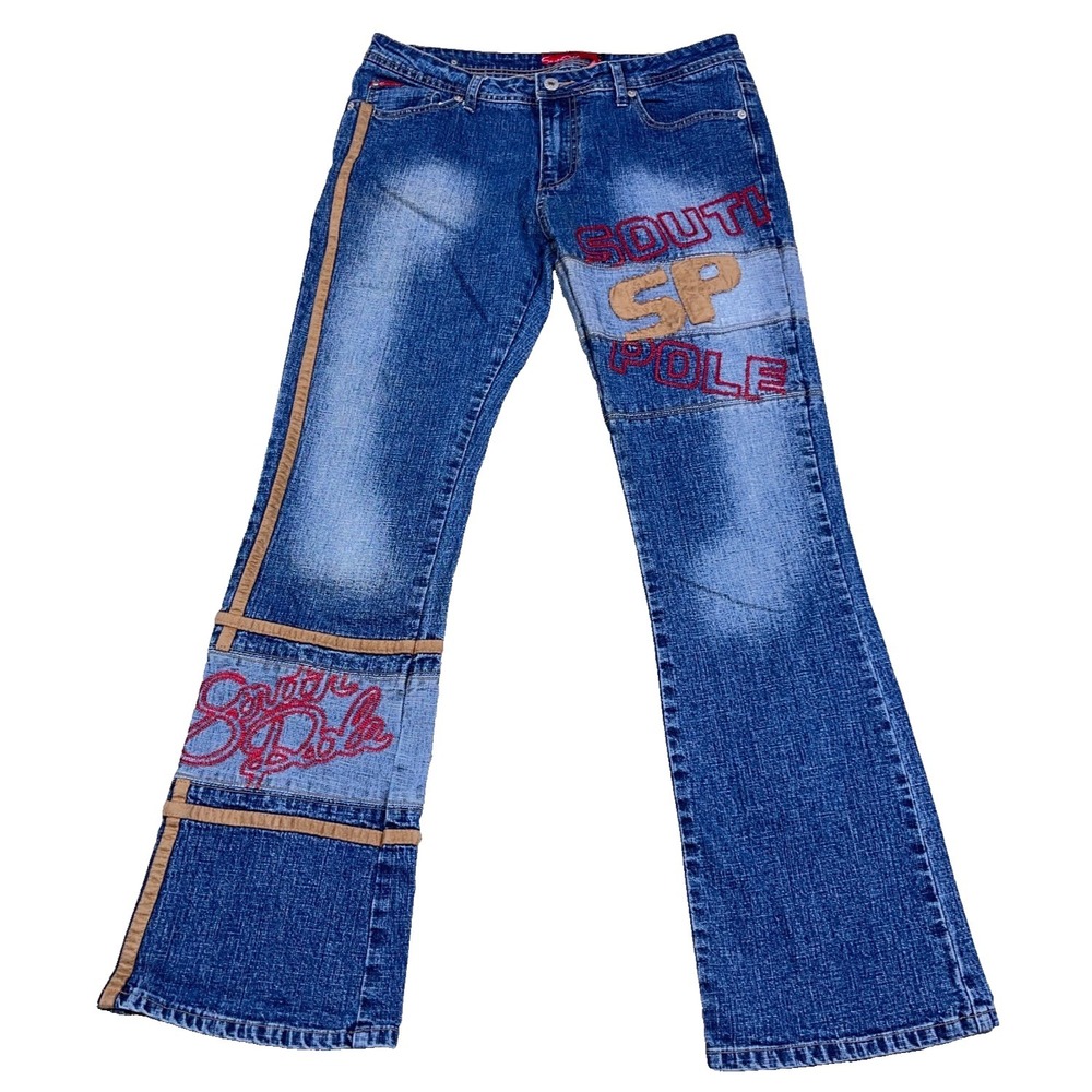 Vintage Y2K South Pole Jeans Women Junior 13 Boot Cut Big‎ Spell Out Logo 32x30